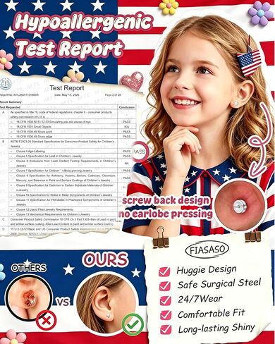 4th of July Patriotic Earrings for Women Girls kids - 15 Pairs American Flag Red White and Blue Flat Back Stud Earrings for Independence Day Memorial Day,4 Year Old+ in Kuwait