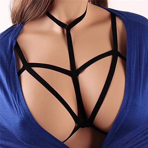 Women Harness Elastic Cupless Cage Bra Hollow Out Strappy in Saudi Arabia