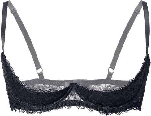 Sexy 1/4 Cup Lace Bras for Women Underwire Push Up See Through Balconette Padded Bandeau Lingerie Shelf Bra Tops in Saudi Arabia