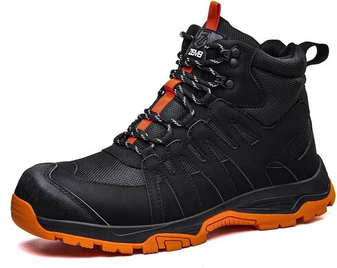 Steel Toe Boots for Men - Non Slip Work Boots Women - Lightweight Shock-Absorbing Comfort Safety Shoes - Ideal for Construction Warehouse Factories in Saudi Arabia