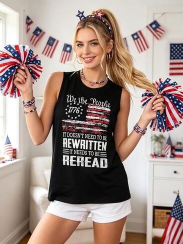 JINTING 250 Anniversary USA Tank Tops Women 4th of July American Flag Shirts We The People Patriotic Tanks in Kuwait