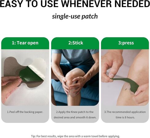 EAYONYUM 100 Count Knee Pain Relief Patches, Up to 8 Hours Heat Mugwort Patch, Maximum Strength Plaster for Knee & Sore Muscles, Stiffness, Strain, Joint Discomfort, Bone-on-Bone, Strong Adhesion in Kuwait