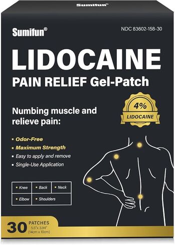 Sumifun Lidocaine Patches Maximum Strength - 30 Counts Pain Relief Patch for Back Aches Muscle Soreness Stiff Neck Joint Pain Topical Analgesic (Large, Count, 30) in Kuwait