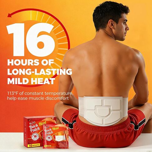 Portable Back Heat Wraps - 10 Count Long-Lasting Air-Activated Heating Patches for Lower Back & Muscle Discomfort, Disposable Heating Pad for Men Women in Kuwait