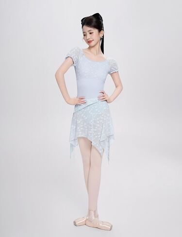Women Ballet Leotards Short Sleeve, Lace Splice Dance&Gymnastics Bodysuits in Saudi Arabia