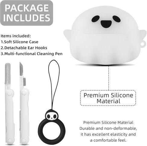 [Glow in The Dark] for Airpods 3rd Generation Case Cover with Cleaner kit, Funny 3D Ghost Soft Silicone Shell Protective Anime Cute Case Compatible with AirPods 3 Case for Women Men Girls Boys in Saudi Arabia