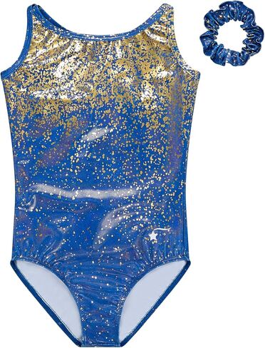 Destira Light The Night Strappy Gymnastics Leotard for Women – Blue Gold Hologram Foil Shimmer Dance Leo, Adult Sizes in Saudi Arabia