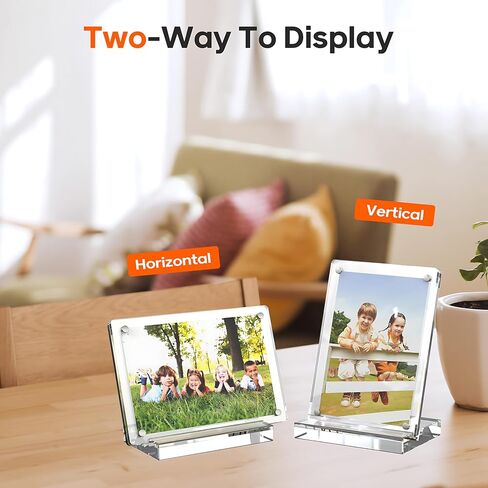 2 Pack 2.4x3.5 Acrylic Picture Frame, Clear Magnetic Photo Frame with Base, Double Sided Frameless Display for Desktop & Refrigerator, Instax Mini Film, mothers day gifts in Saudi Arabia