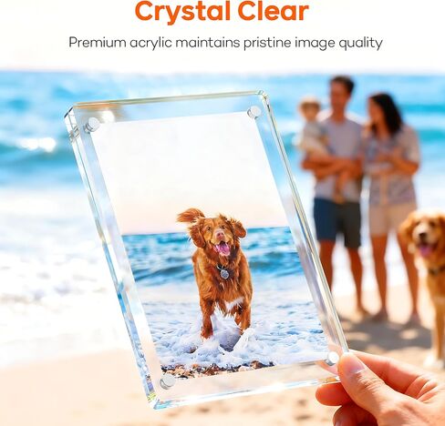 2 Pack 2.4x3.5 Acrylic Picture Frame, Clear Magnetic Photo Frame with Base, Double Sided Frameless Display for Desktop & Refrigerator, Instax Mini Film, mothers day gifts in Saudi Arabia