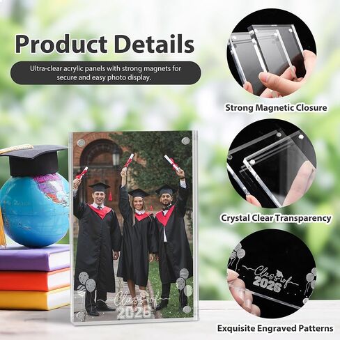 Aneco 3 Pack Class of 2026 Graduation Acrylic Picture Frames 4 x 6 Inch Graduate Double Sided Magnet Frames Clear Thick Freestanding Desktop Display with Engraved Design for High School College Gifts in Saudi Arabia
