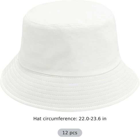 12Pcs White DIY Bucket Hats Bulk,Blank Cotton Craft Sun Hat for Men Women,Decorate Yourself Hats Making Kit ,Breathable Foldable Fishing Caps,Wide Brim Summer Outdoor Caps for Travel, Beach, DIY Craft in Kuwait