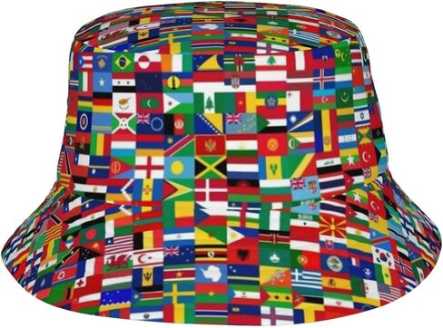 The World Flag Bucket Hat for Men Women Printed Fisherman Hat Packable Sun Cap Travel Outdoor Beach Caps in Saudi Arabia