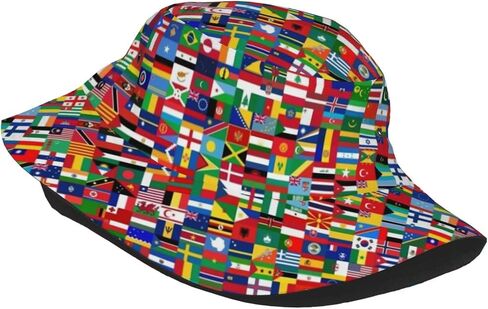The World Flag Bucket Hat for Men Women Printed Fisherman Hat Packable Sun Cap Travel Outdoor Beach Caps in Saudi Arabia