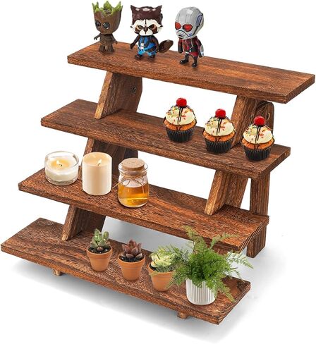 Manspdier Wooden Display Stand Wood Cupcake Stands Tool Free, Rustic Risers for Display Ideal Craft Funko Pop Shelves Table Display Stand for Vendors Wood Riser in Saudi Arabia