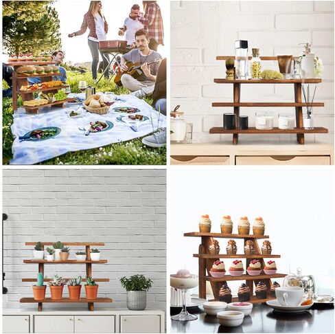 Manspdier Wooden Display Stand Wood Cupcake Stands Tool Free, Rustic Risers for Display Ideal Craft Funko Pop Shelves Table Display Stand for Vendors Wood Riser in Saudi Arabia