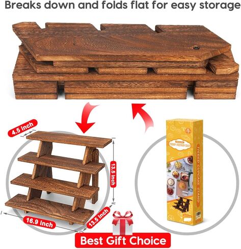 Manspdier Wooden Display Stand Wood Cupcake Stands Tool Free, Rustic Risers for Display Ideal Craft Funko Pop Shelves Table Display Stand for Vendors Wood Riser in Saudi Arabia