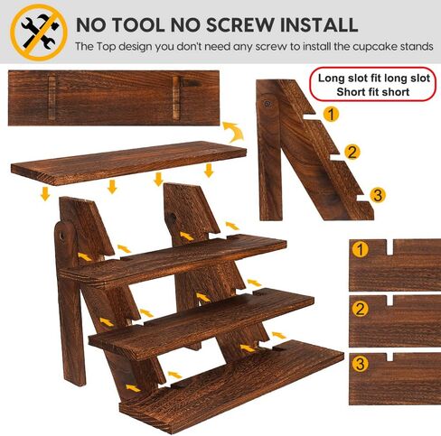 Manspdier Wooden Display Stand Wood Cupcake Stands Tool Free, Rustic Risers for Display Ideal Craft Funko Pop Shelves Table Display Stand for Vendors Wood Riser in Saudi Arabia