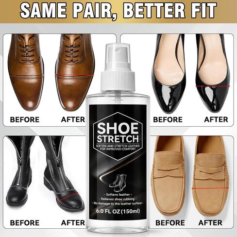 Shoe Stretch Spray, Professional Boot Stretcher Spray to Instantly Relieve Tight Fit, Wide Feet, Suitable for Leather, Suede, Boots, Nubuck, High Heel, Canvas, 150ml in Saudi Arabia