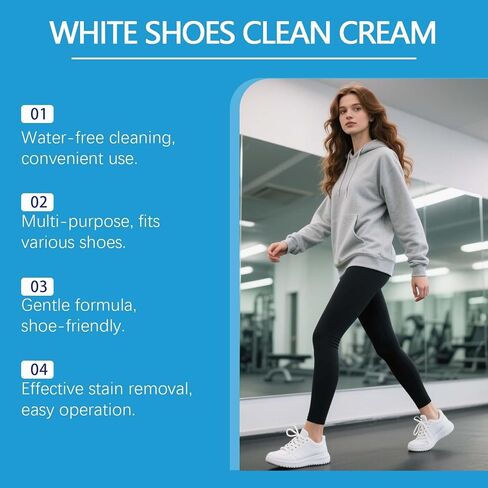 White Shoe Cleaner Cream, No-Wash Solid Cleaning Paste with Sponge, Multipurpose WhiteShoe Cleaner Paste, Removes Stains and Dirt, for Leather, Silicon, Car Interiors, 2 Pack in Saudi Arabia