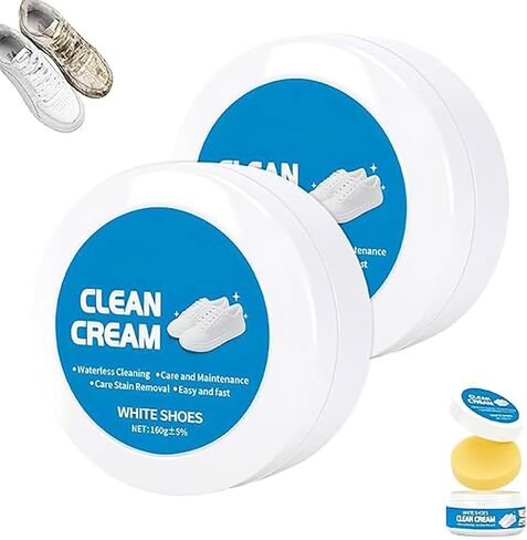 Oprtuisi White Shoe Cleaner Cream, Multipurpose No Wash Cleaning Paste with Sponge for Leather Sneakers Soles, Removes Dirt, 2 Pack in Saudi Arabia