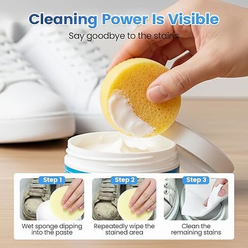Oprtuisi White Shoe Cleaner Cream, Multipurpose No Wash Cleaning Paste with Sponge for Leather Sneakers Soles, Removes Dirt, 2 Pack in Saudi Arabia