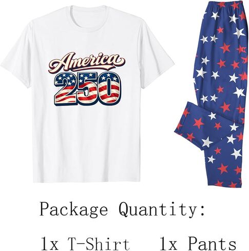 250th Anniversary American Flag Matching Family Pajamas, 4th of July Short Sleeve Pjs Set in Kuwait