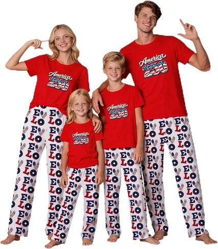 250th Anniversary American Flag Matching Family Pajamas, 4th of July Short Sleeve Pjs Set in Kuwait