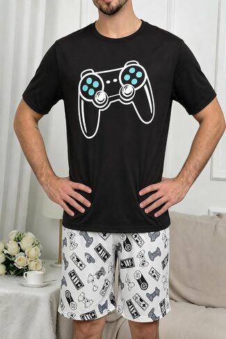 Men's Summer Pajama Sets Short Sleeved Shorts Sleepwear Men Casual Lounge Sets Youth Fashion Pajamas Men Round Collar Pjs Set in Kuwait