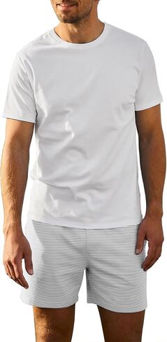 Men's Pajama Sets Shorts Cotton 2 Piece Short Sleeve Pj Sets Loungewear Summer Lounge Sets with Pockets in Saudi Arabia