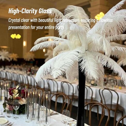 5 Pcs Hurricane Glass Candle Holder Sleeves, H: 9.6" D: 1.97" Open Ended Clear Cylinder Chimney Tubes, Bottomless Windproof Shades for Taper Candlesticks, Wedding Table Centerpieces Decor in Saudi Arabia