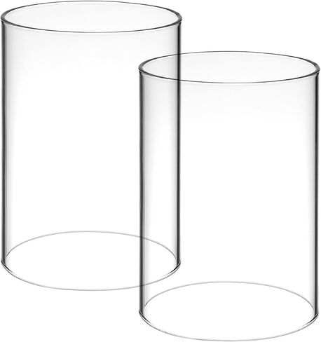 Holibanna Glass Candle Covers 2Pcs Clear Cylinder Candleholder Sleeve Open Ended Chimney Tube Shades 3.93X2.75X2.75In for Home Decor and Romantic Candlelight Atmosphere in Kuwait