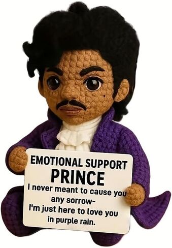 Handmade Crochet Prince Doll, Emotional Support Prince for Music Lovers, Positive Affirmation Desk Companion, Unique Commemorative Gift for Adults (Style B) in Saudi Arabia