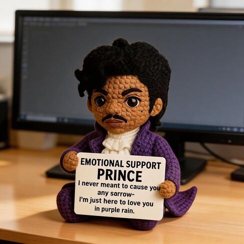 Handmade Crochet Prince Doll, Emotional Support Prince for Music Lovers, Positive Affirmation Desk Companion, Unique Commemorative Gift for Adults (Style B) in Saudi Arabia