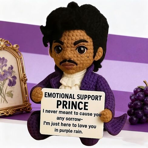 Handmade Crochet Prince Doll, Emotional Support Prince for Music Lovers, Positive Affirmation Desk Companion, Unique Commemorative Gift for Adults (Style B) in Saudi Arabia