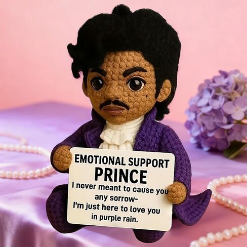 Handmade Crochet Prince Doll, Emotional Support Prince for Music Lovers, Positive Affirmation Desk Companion, Unique Commemorative Gift for Adults (Style B) in Saudi Arabia
