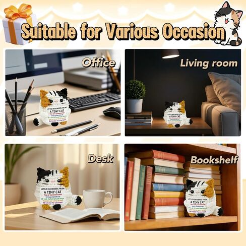 Positive Cat Emotional Support Crochet Animals Calico Cat - Fathers Day Birthday Gift for Cat Lover Woman Man Daughter Friends Coworker Inspirational Self Care Gifts Positive Potato in Kuwait