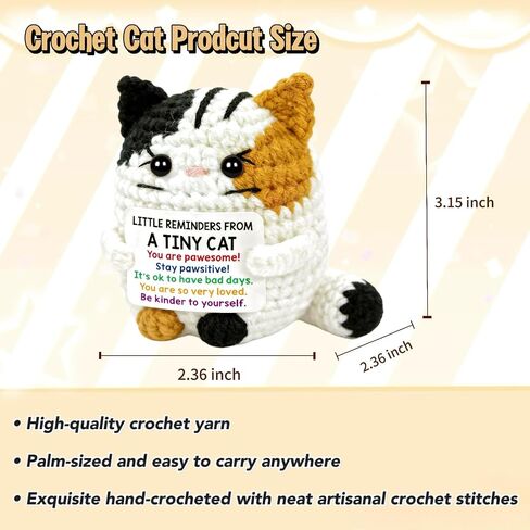 Positive Cat Emotional Support Crochet Animals Calico Cat - Fathers Day Birthday Gift for Cat Lover Woman Man Daughter Friends Coworker Inspirational Self Care Gifts Positive Potato in Kuwait