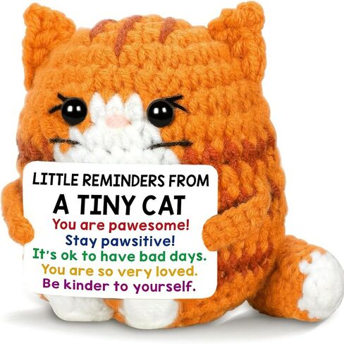Positive Cat Emotional Support Crochet Animals Calico Cat - Fathers Day Birthday Gift for Cat Lover Woman Man Daughter Friends Coworker Inspirational Self Care Gifts Positive Potato in Kuwait