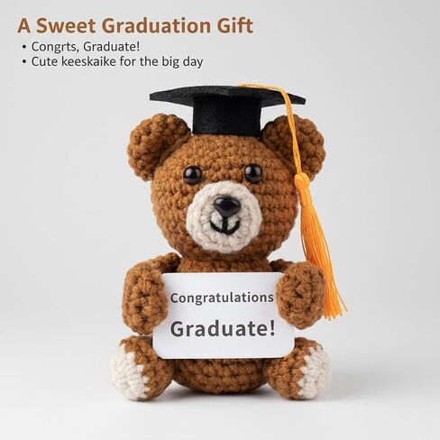 Graduation Bear 2026, Handmade Crochet Graduation Teddy Bear with Cap & Gown, Class of 2026 Graduation Gifts Her Him, Emotional Support Stuffed Animal for College High School Graduate in Saudi Arabia