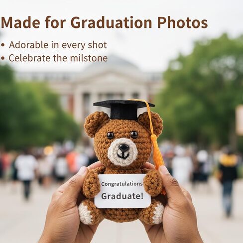 Graduation Bear 2026, Handmade Crochet Graduation Teddy Bear with Cap & Gown, Class of 2026 Graduation Gifts Her Him, Emotional Support Stuffed Animal for College High School Graduate in Saudi Arabia