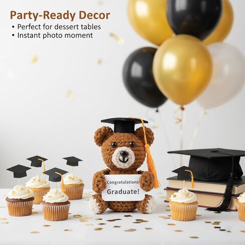 Graduation Bear 2026, Handmade Crochet Graduation Teddy Bear with Cap & Gown, Class of 2026 Graduation Gifts Her Him, Emotional Support Stuffed Animal for College High School Graduate in Saudi Arabia