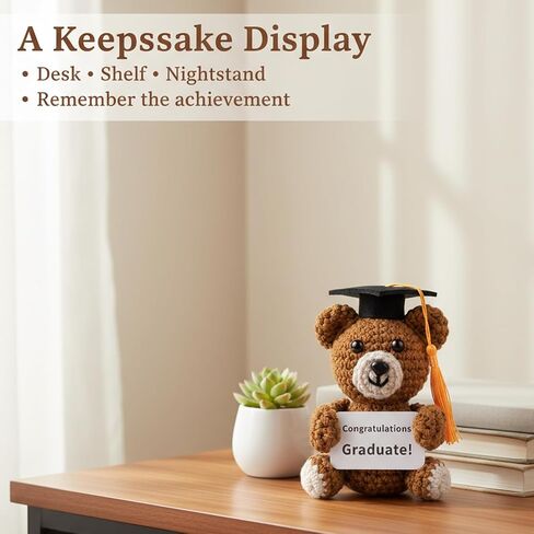 Graduation Bear 2026, Handmade Crochet Graduation Teddy Bear with Cap & Gown, Class of 2026 Graduation Gifts Her Him, Emotional Support Stuffed Animal for College High School Graduate in Saudi Arabia