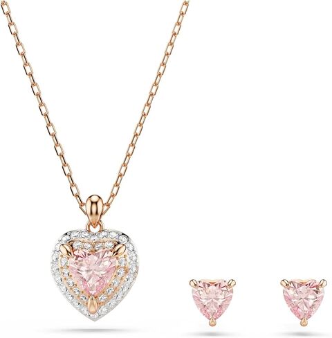 Swarovski One set, Heart cut, Pavé, Heart, Pink, Mixed metal finish in Saudi Arabia