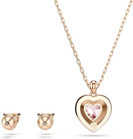 Swarovski One set, Heart cut, Pavé, Heart, Pink, Mixed metal finish in Saudi Arabia