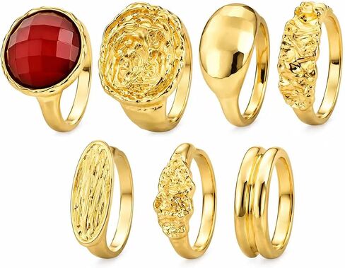 Stackable Rings Set for Women - 11PCS Non Tarnish Gold Rings, Adjustable Chunky Statement & Boho Vintage Rings Jewelry in Saudi Arabia