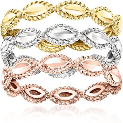 Ross-Simons Rhodium and 14kt 2-Tone Gold-Plated Jewelry Set: 3 Stackable Rings in Kuwait