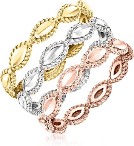 Ross-Simons Rhodium and 14kt 2-Tone Gold-Plated Jewelry Set: 3 Stackable Rings in Kuwait