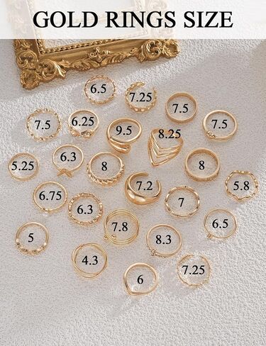 iF YOU 24 Pcs Gold Rings Set for Women, Chunky Stackable Knuckle Finger Midi Rings, Fashion Simple Stacking Cute Rings Pack Trendy Summer Jewelry Gift in Saudi Arabia