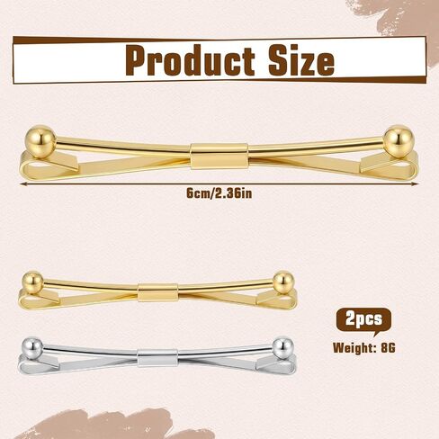 2PCS Collar Clips for Men, Gold & Silver Neck Tie Clip Collar for Formal Business Meeting Shirt Dress Anniversary Wedding Party in Kuwait