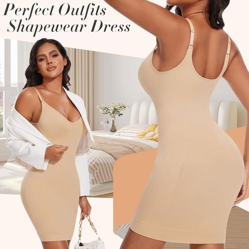 Betaven Strapless Shapewear Dress Full Slip Dress for Women Seamless Body Shaper Under Dresses Tummy Control Dress in Saudi Arabia